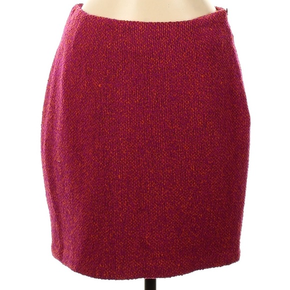 Vintage Cache 90’s Wool Gold Label Tweed A-Line Skirt Pink Orange Size 8 Medium - Picture 1 of 7